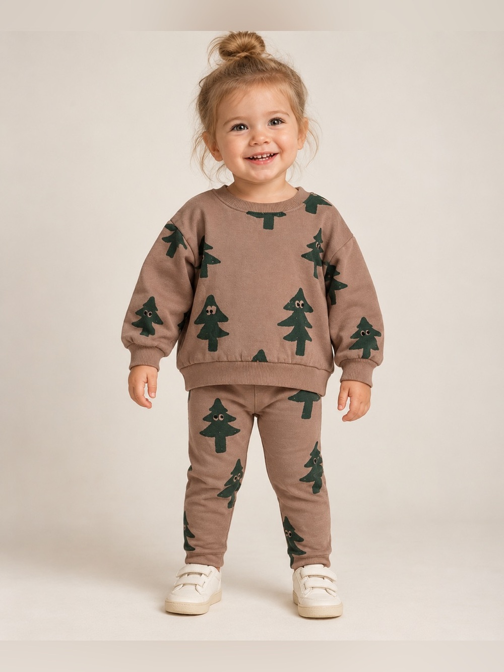 Zara Kids Brown Green Tree Print Sweatshirt Leggings Set | Size 2-3Y
